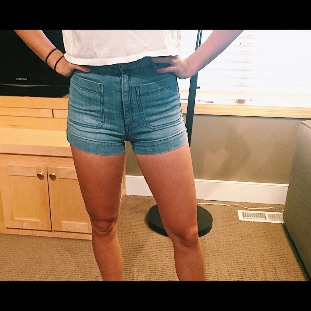High waisted jean shorts